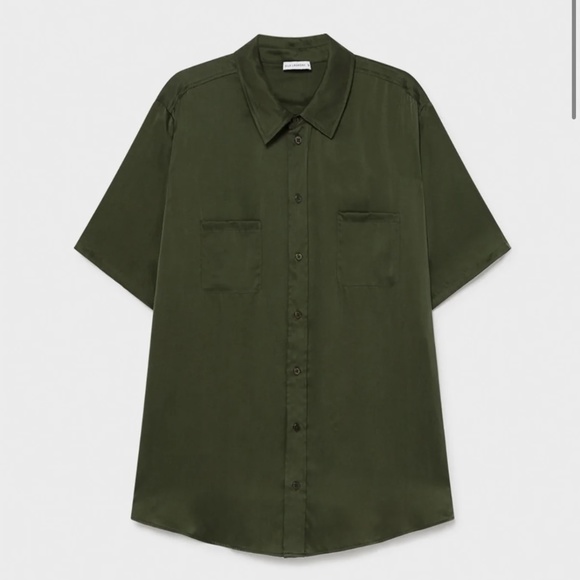 Silk Laundry Boyfriend Shirt Cedar XS (100% Sandwashed Silk) - Picture 3 of 6